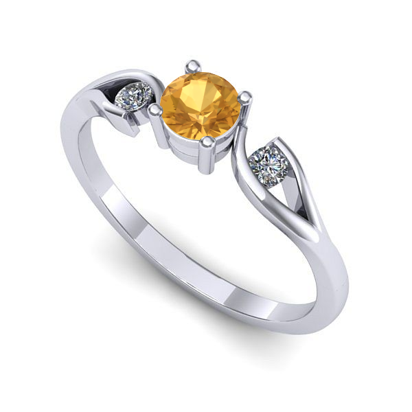 Inel logodna din aur alb cu citrin