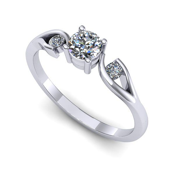 Inel logodna din aur alb cu diamant