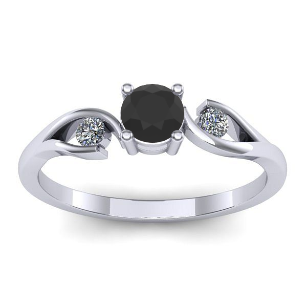 Inel logodna cu diamant negru rotund