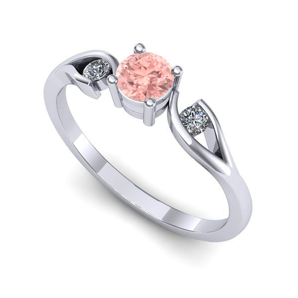 Inel logodna din aur alb cu diamant de laborator roz