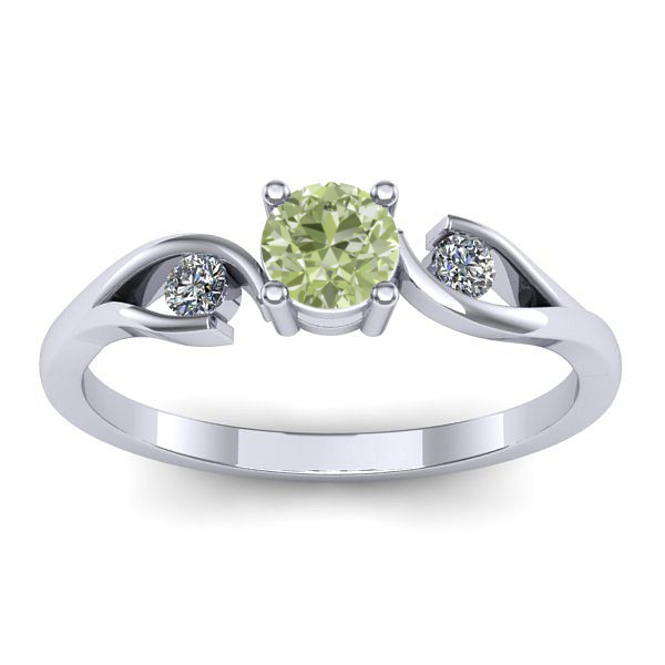 Inel cu diamant de laborator verde rotund