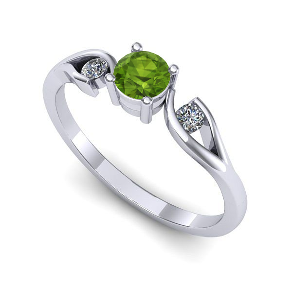 Inel logodna din aur alb cu peridot