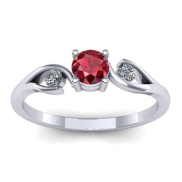 Inel de logodna cu rubin rotund