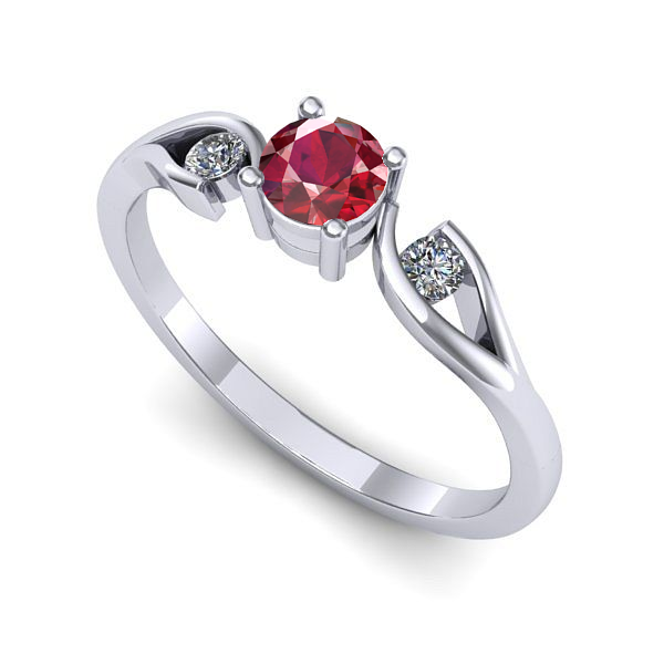 Inel logodna din aur alb cu rubin