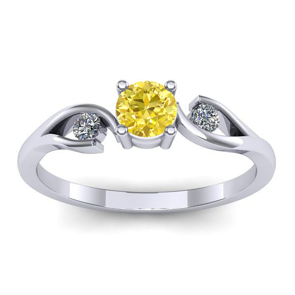 Inel logodna cu safir galben rotund