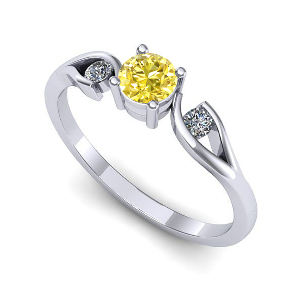 Inel din aur alb cu safir galben