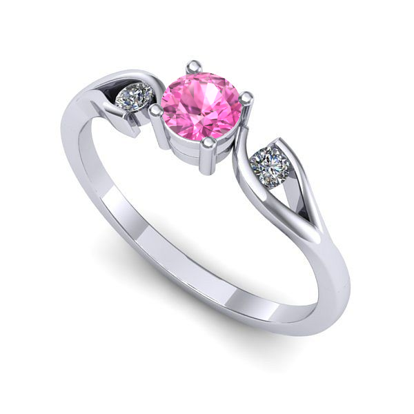 Inel din aur alb cu safir roz