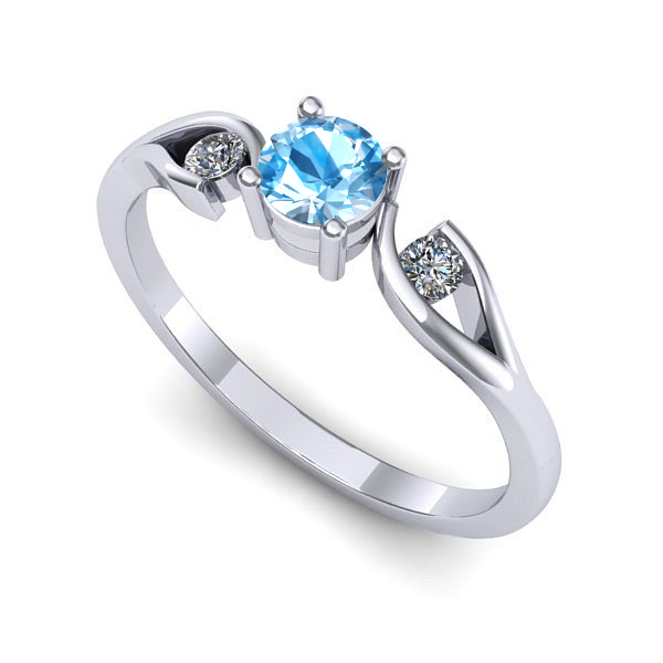 Inel din aur alb cu topaz blue