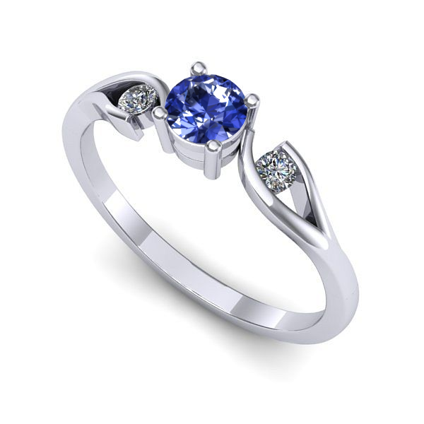 Inel logodna din aur alb cu tanzanit