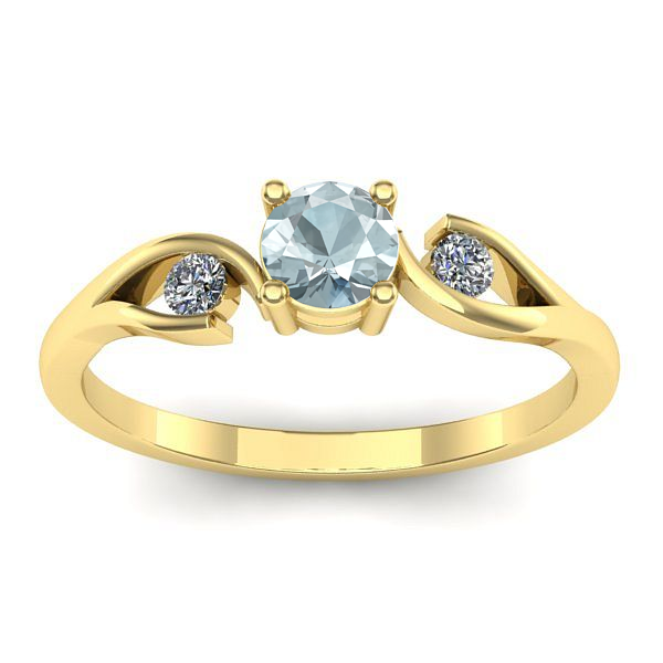 Inel cu aquamarin rotund