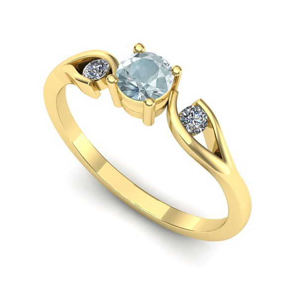 Inel de logodna din aur galben cu aquamarin