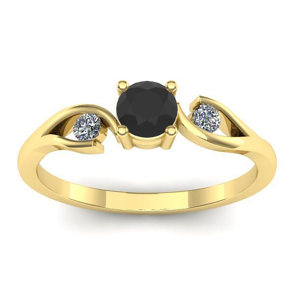 Inel logodna cu diamant negru rotund