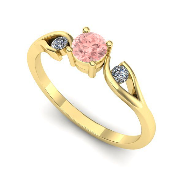 Inel logodna din aur galben cu diamant de laborator roz