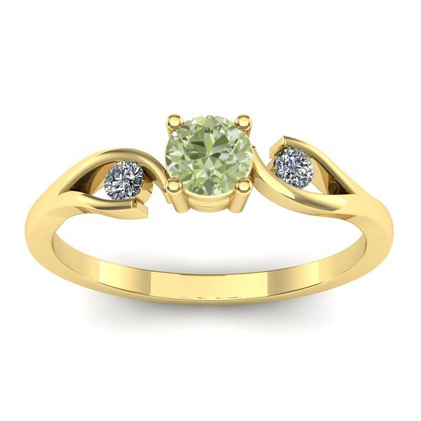 Inel de logodna cu diamant de laborator verde rotund
