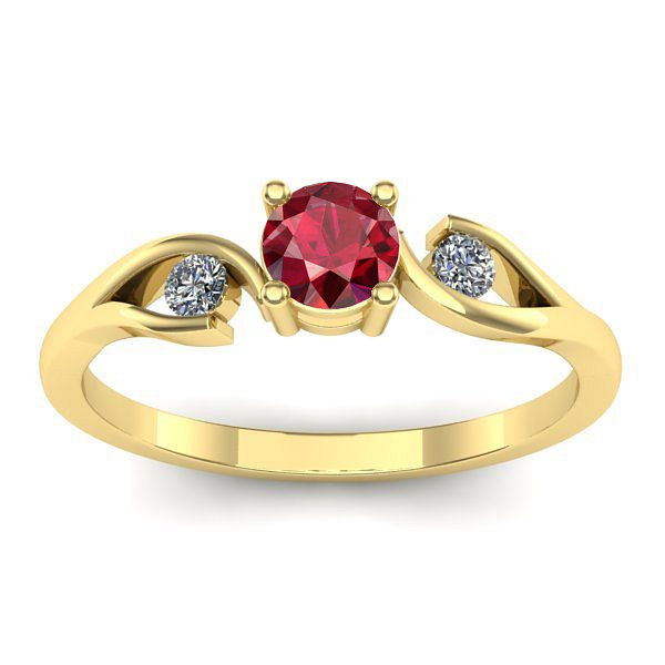 Inel de logodna cu rubin rotund