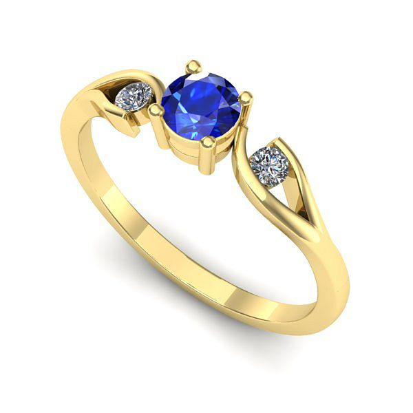 Inel logodna din aur galben cu safir