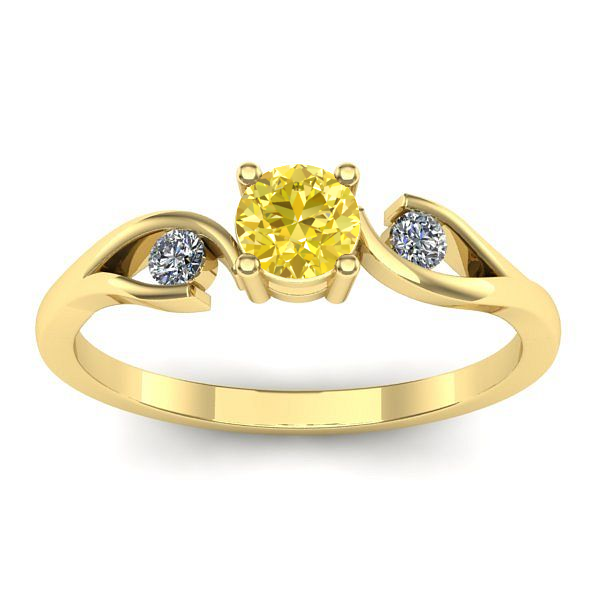 Inel logodna cu safir galben rotund