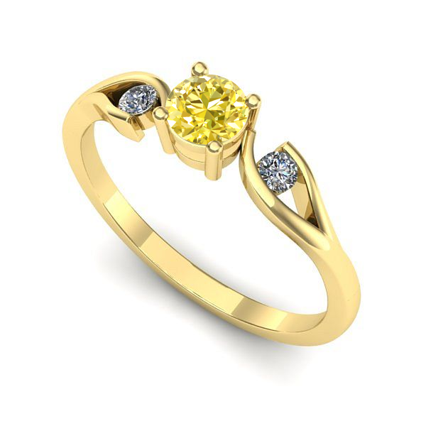 Inel logodna din aur galben cu safir galben