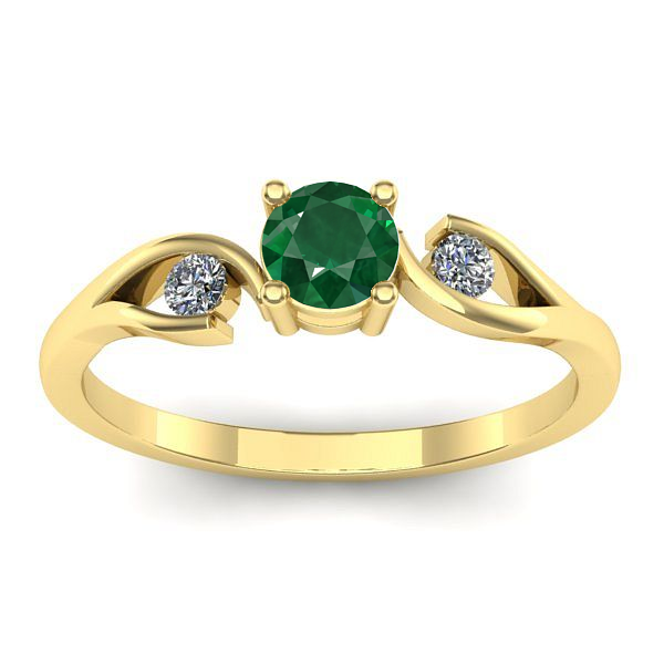 Inel de logodna cu smarald rotund