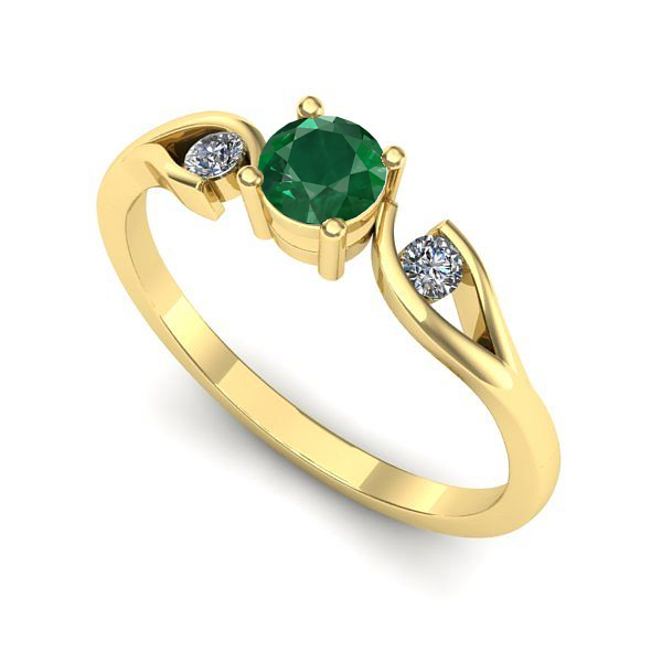 Inel logodna din aur galben cu smarald