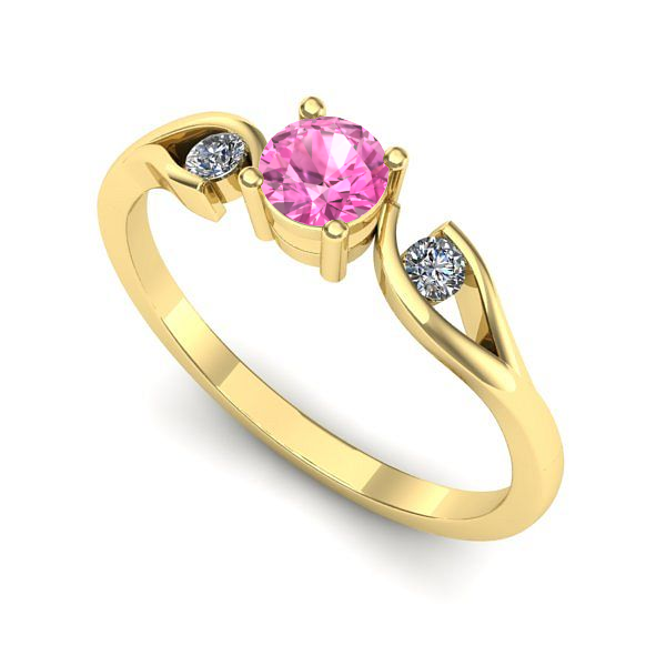 Inel din aur galben cu safir roz