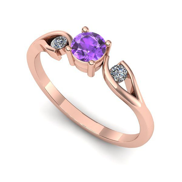 Inel din aur roz cu ametist