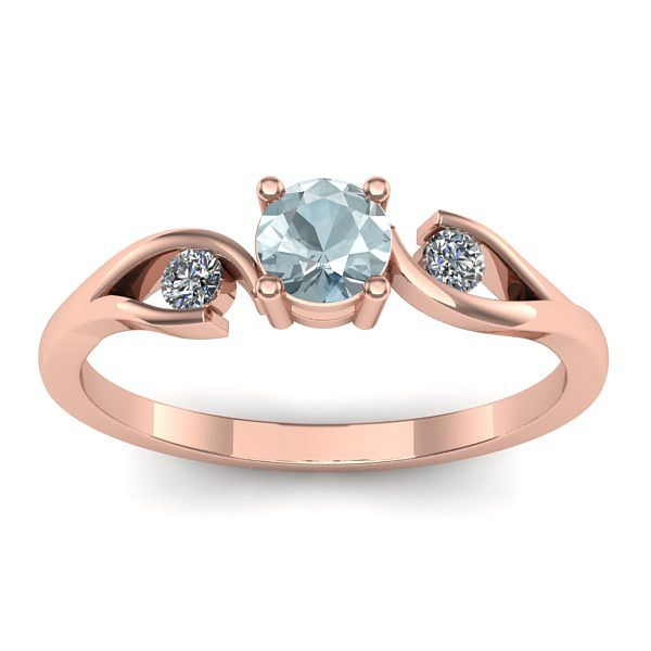 Inel cu aquamarin rotund