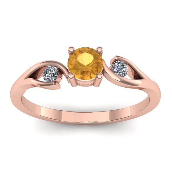 Inel logodna cu citrin rotund