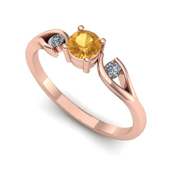 Inel din aur roz cu citrin
