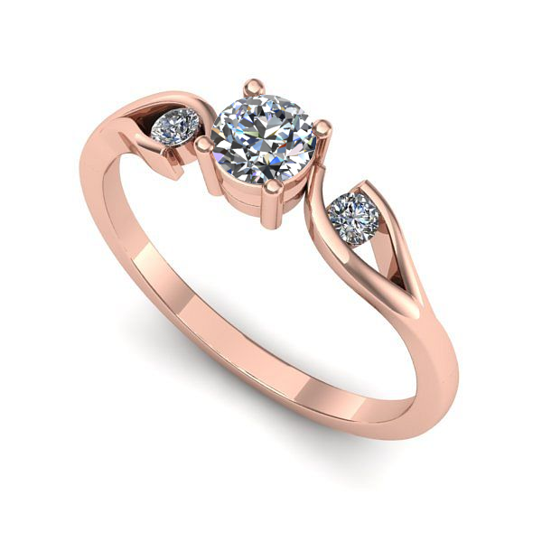 Inel de logodna din aur roz cu diamant