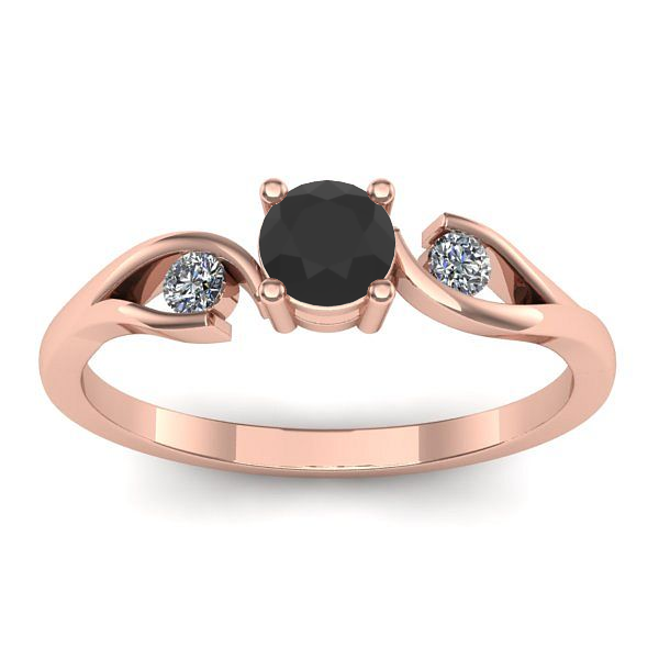 Inel cu diamant negru rotund