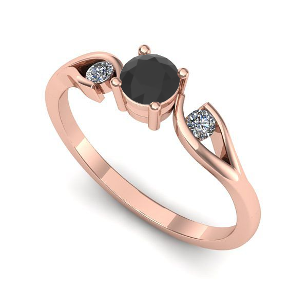 Inel de logodna din aur roz cu diamant negru