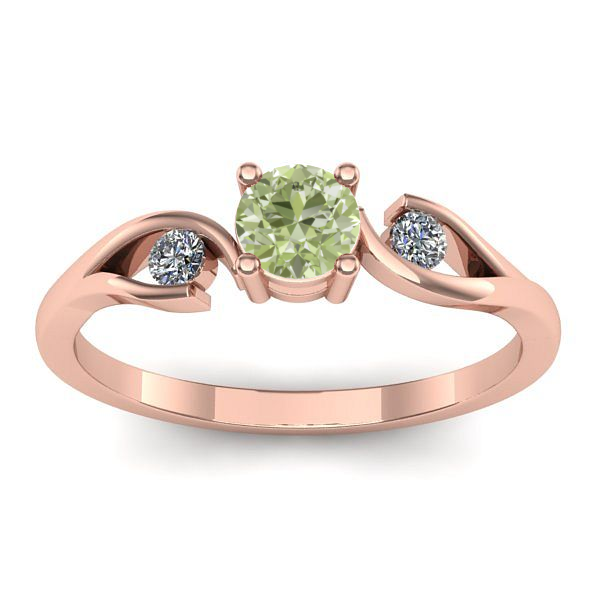 Inel logodna cu diamant de laborator verde rotund