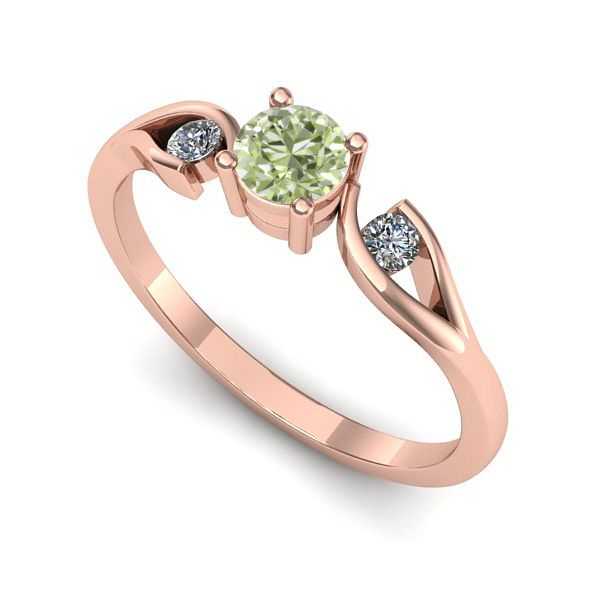 Inel din aur roz cu diamant de laborator verde