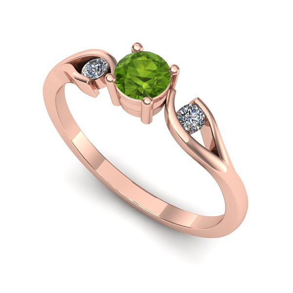 Inel de logodna din aur roz cu peridot