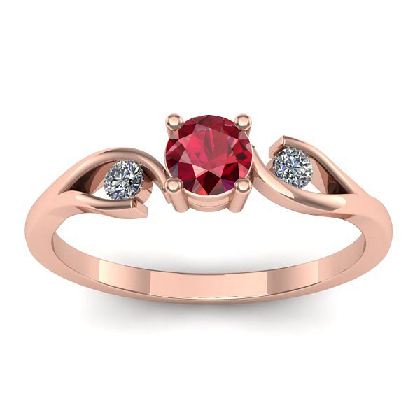 Inel de logodna cu rubin rotund