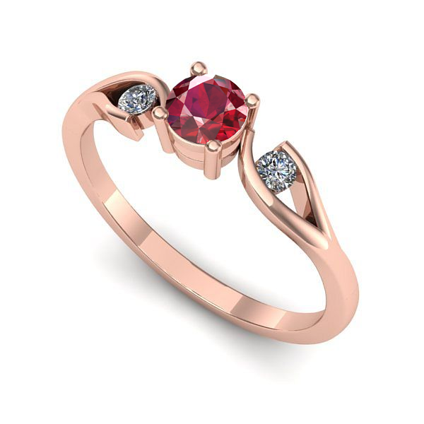 Inel de logodna din aur roz cu rubin