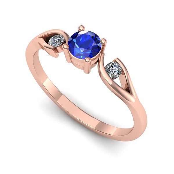Inel logodna din aur roz cu safir
