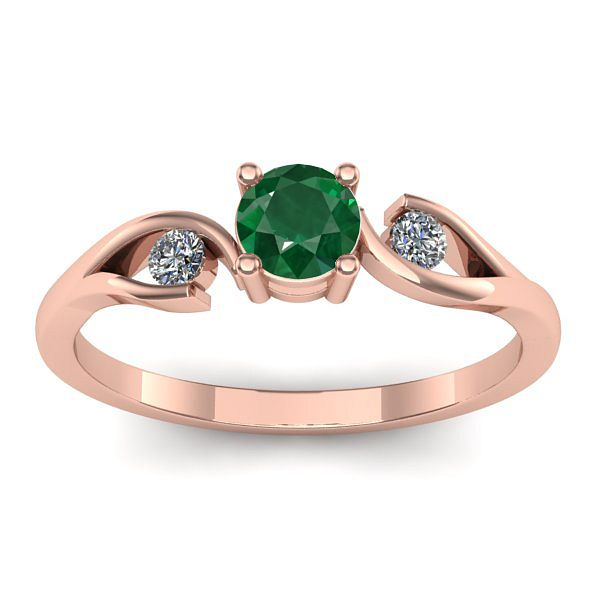 Inel de logodna cu smarald rotund