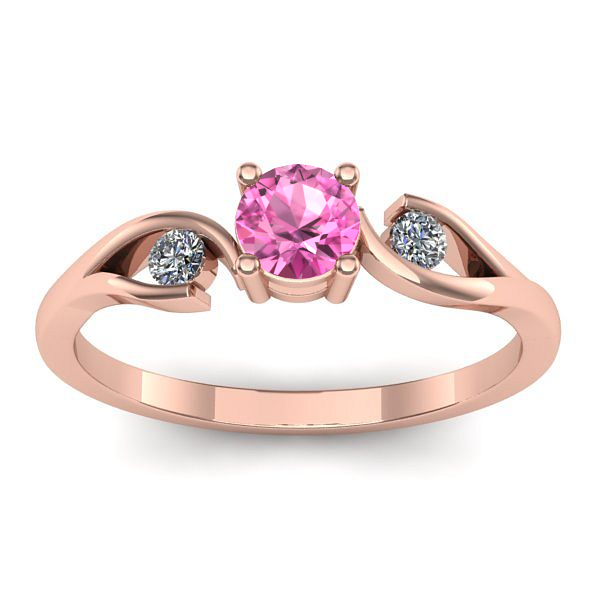 Inel logodna cu safir roz rotund
