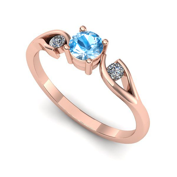 Inel logodna din aur roz cu topaz blue