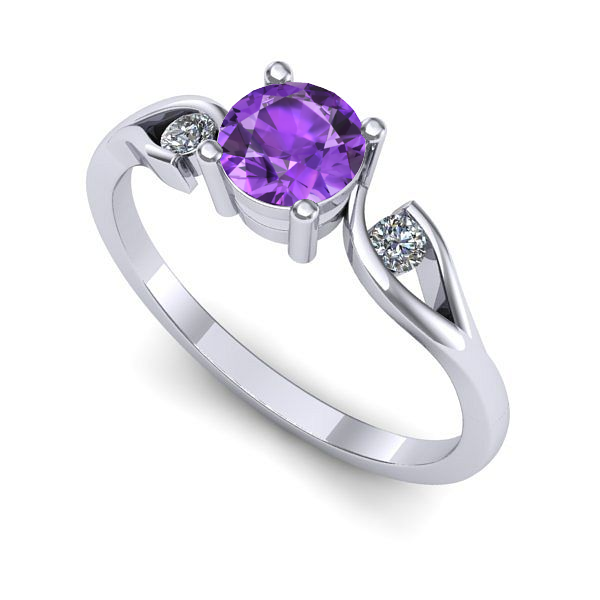 Inel de logodna din aur alb cu ametist