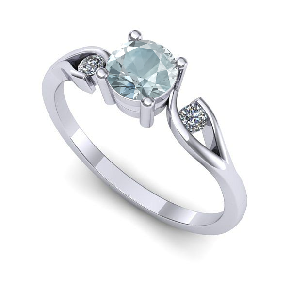 Inel logodna din aur alb cu aquamarin