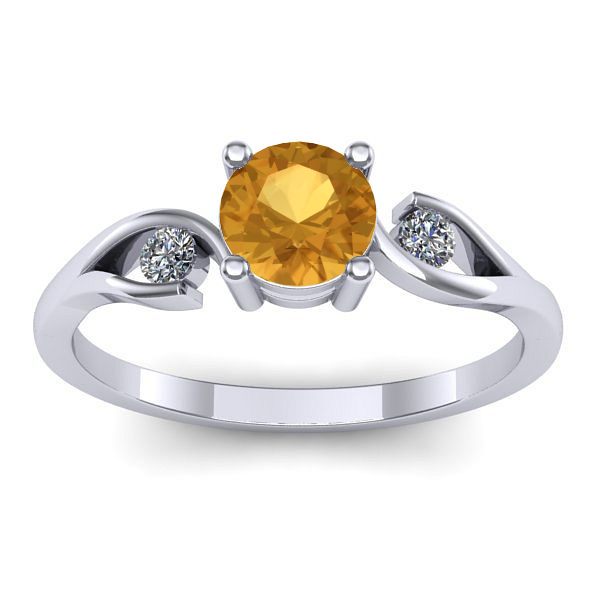 Inel cu citrin rotund