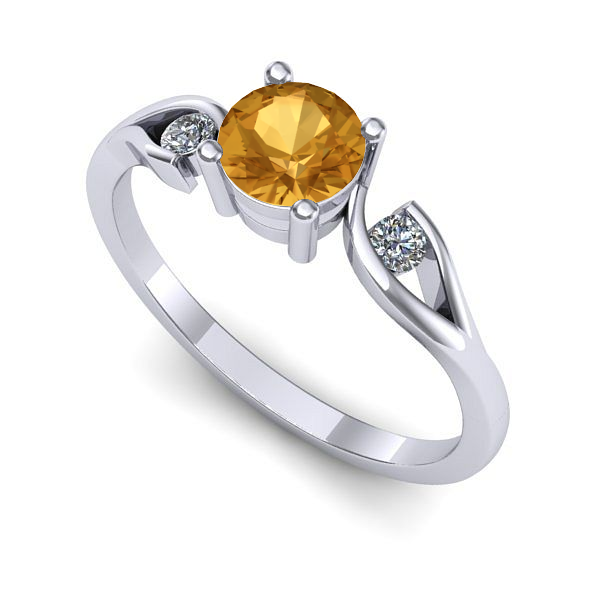 Inel logodna din aur alb cu citrin