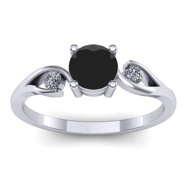 Inel logodna cu diamant negru rotund