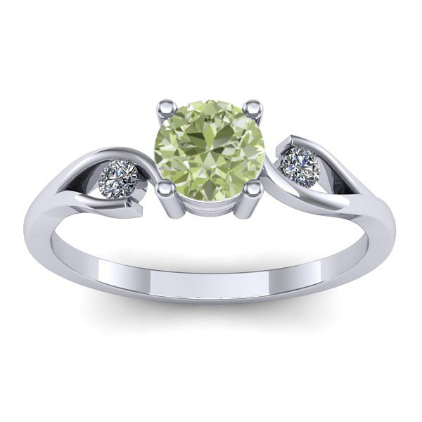 Inel logodna cu diamant de laborator verde rotund