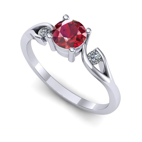 Inel de logodna din aur alb cu rubin