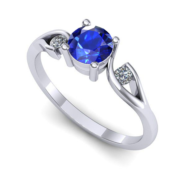 Inel din aur alb cu safir