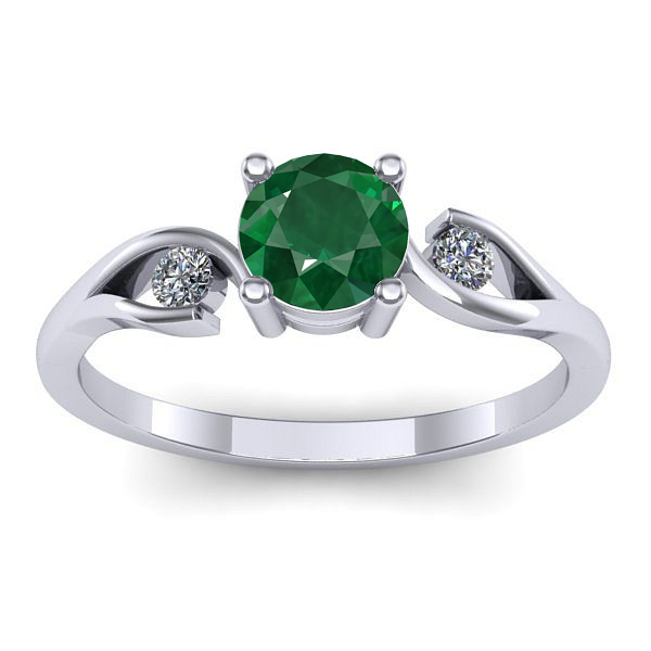 Inel de logodna cu smarald rotund